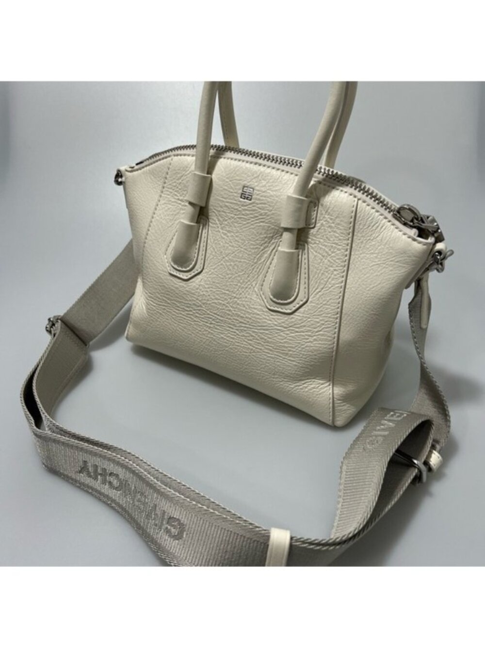 Givenchy Mini Antigona Sport Leather Satchel White